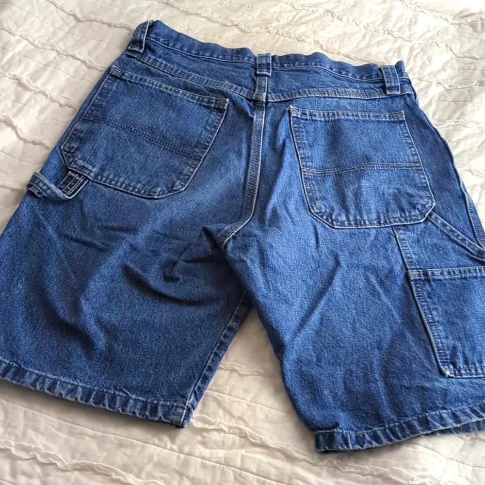 VINTAGE 90s Men's 30 Wrangler Denim Cargo Carpenter Shorts - Picture 2 of 3